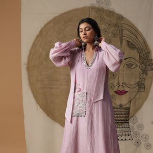 indian pink fusion kurta set for wedding occasions image 1