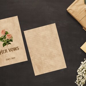 Vintage bloemenhuwelijksgelofteboekje | Bewerkbare digitale sjabloon | Aanpasbare Canva | Elegante kalligrafie en tijdloos lettertypeontwerp