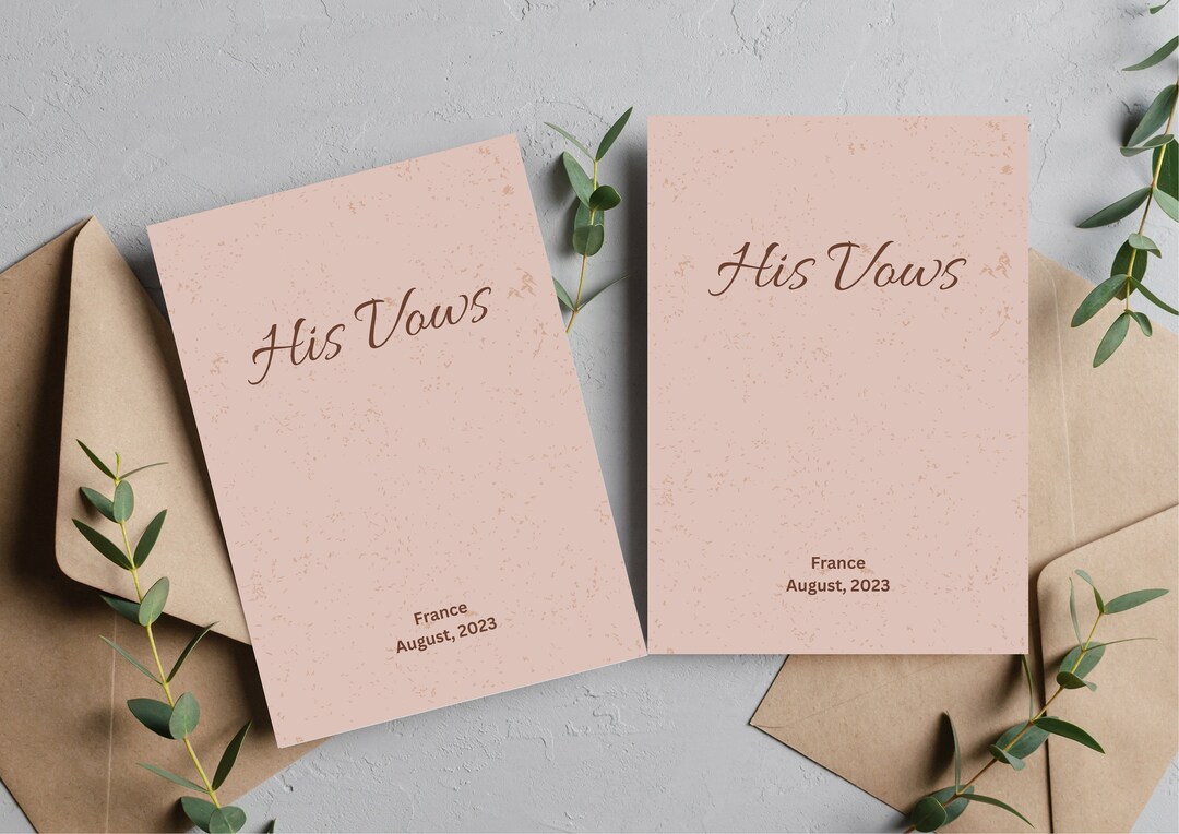 Dusty Pink Wedding Vow Booklet | Digital Customizable Canva Template ...