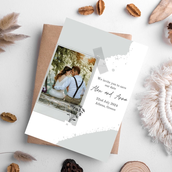 Contemporary Charm: Modern Save the Date Digital Template with Elegant Design Options for Canva - Perfect for Urban & Garden Weddings