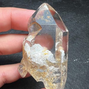 Key Edging Clear Quartz Crystal with White Inclusions