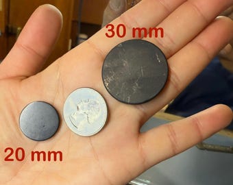 4 or 10 PCs Shungite Phone Protection Round Sticker– Size:20 mm/0.78" Or 30 mm/1.18" Unpolished, EMF Shielding, Authentic Shungite -See PICS
