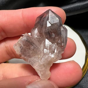 Small Phantom Quartz Cluster with Hematite and Lepidolite Inclusions - Orange River, Northern Cape, South Africa