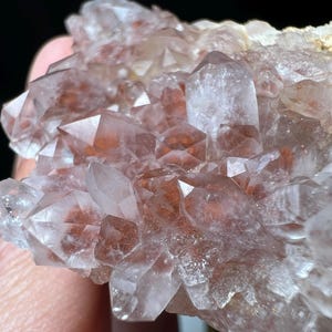 Small Phantom Quartz Cluster with Hematite Inclusions - Orange River, Northern Cape, South Africa