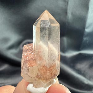 Orange River Phantom quartz, Crystal Cluster South Africa quartz crystal with hemetite inclusion, Beautiful Pale Peach color Quartz