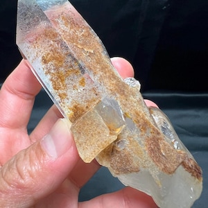 Brazilian Clear Quartz with Hematite & Chlorite Inclusions - Unique Edged Crystal