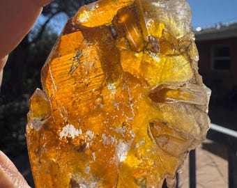 Hashupi Elestial Quartz Specimen – Tabby Fenster Quartz with Orange Iron Coating