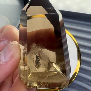 Polished Smoky Quartz Point with RAINBOW – Exceptional Clarity with sharp edges and point | Approx. 77.85g. 2.25 inches
