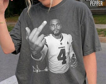 Dak Prescott T-Shirt Middle Finger Football Quarterback Shirt Funny Parody Graphic Tee Comfort Colors Sweatshirt Sports Fan Gift Unisex