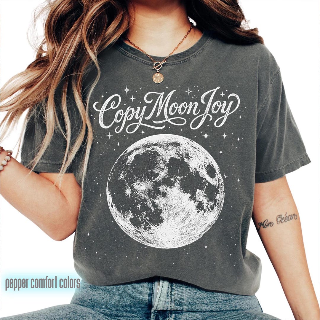 Copy Moon Joy Quote Shirt Lunar Graphic Tee Minimal Space Design Gift ...