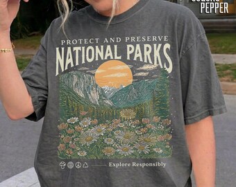 National Parks T-Shirt, Comfort Colors Vintage Nature Lover Shirt, Parks Over Profit Tee, Protect Our Parks Granola Girl Tee, Wildlife Shirt