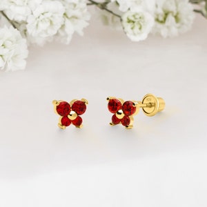 14k Yellow Gold Plated Silver Butterfly Baby Girl Screwback Stud Earrings