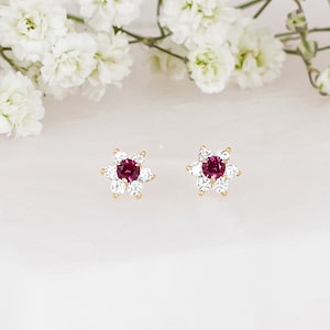 14k Solid Gold Flower Baby Girl Screwback Stud Earrings