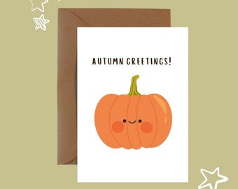 PRINTABLE Greeting Card - Pumpkin Greeting Card - Instant Download Card - Printable Greetings Card - Cute Pumpkin Greetings Card
