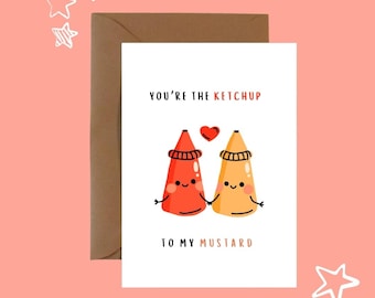 PRINTABLE Greeting Card - Ketchup Greeting Card - Instant Download Card - Printable Greetings Card - Cute Mustard Greetings Card