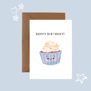 PRINTABLE Birthday Card - Birthday Cupcake Card - Instant Download Card - Printable Greetings Card - Cute Cupcake Birthday Greetings Card
