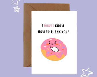 PRINTABLE Greeting Card - Donut Greeting Card - Instant Download Card - Printable Greetings Card - Cute Donut Greetings Card