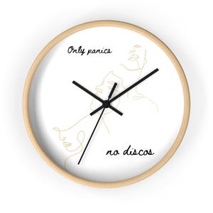 Elegant Minimalist Wall Clock - Only Panics No Discos, Modern Decor, Gift for Art Lovers, Home Office Accent, Unique, Anxiety clock