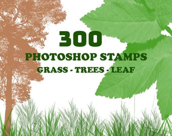 Grass stamps brush, Photoshop brush, leaf stamps brush, Tree stamps brush, grass texture, realistic grass, Realistic tree, Realistic Leaf