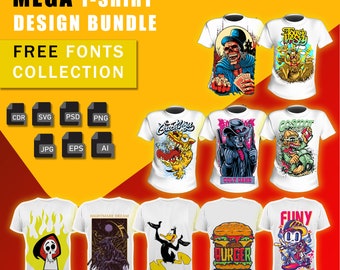 Mega T-Shirt Design Bundle | Tshirt Bundle, Tee Designs, Trending Designs, Mega Bundle, Ready to Print Designs, Gildan Bundle, In All Files