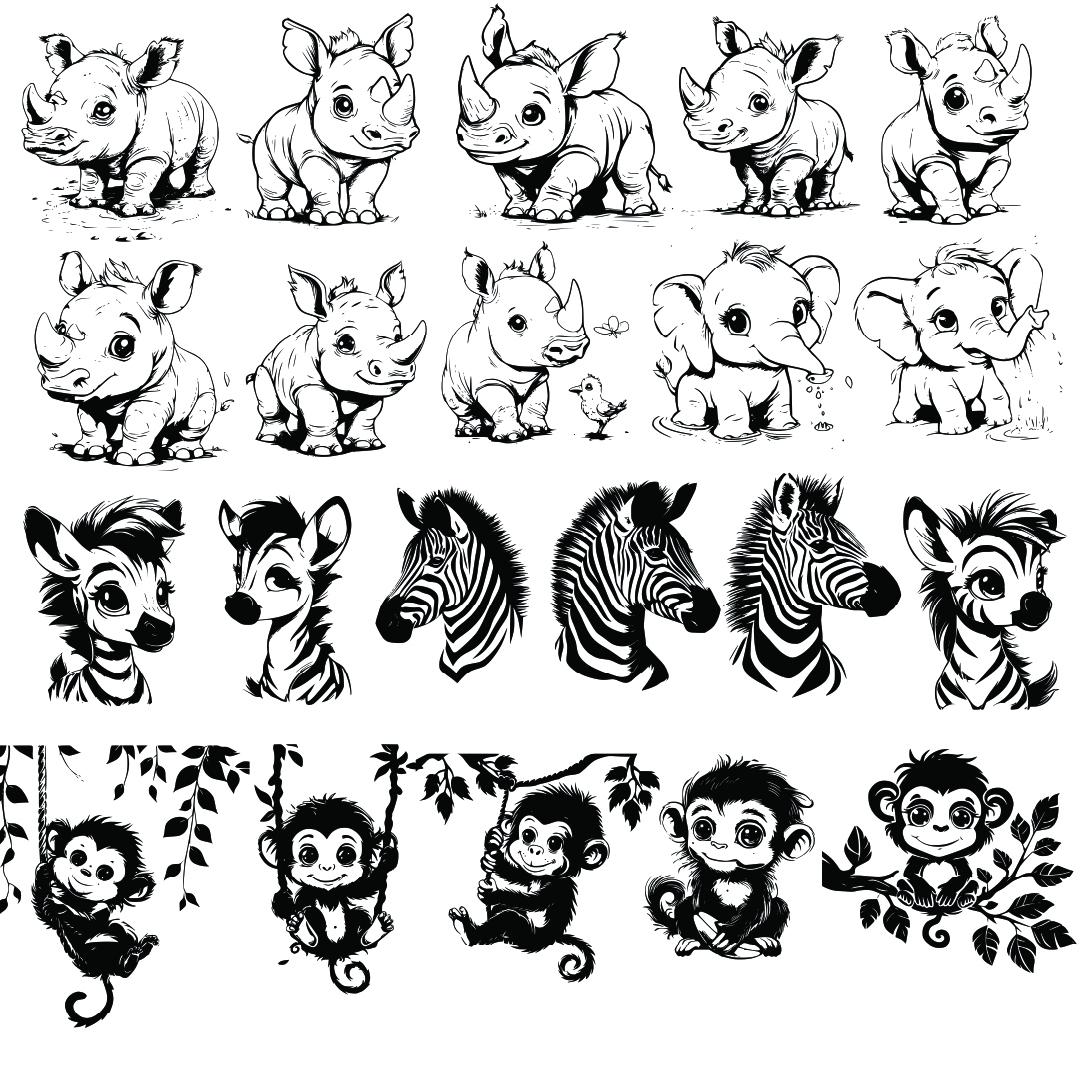 100+ Cute Safari Animals SVG Bundle Cut File Wild Animal Cute Animal ...