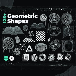 Abstract Geometric Shapes SVG: Futuristic Line Art, Vaporwave Design (Digital Download)