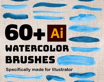 60+ Illustrator Aquarell Pinsel Bündel: Realistische Aquarell Textur Vektor Pinsel, Aquarell Pinsel Download - Aquarell Leinwand Pinsel