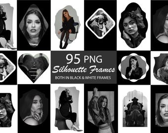 95  Silhouette Frames PNG Photo Overlays,  Silhouette Overlay Snoot frames, Maternity Frame Overlay Backdrop Digital Background, Photoshoot