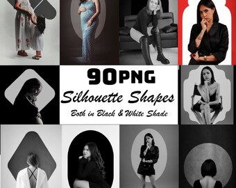 90  Silhouette shapes PNG Photo Overlays,  Silhouette Overlay Snoot shapes, Maternity Frame Overlay Backdrop Digital Background, Photoshoot