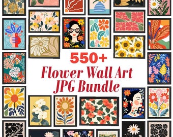 550+ Flower wall art bundle, floral poster, wall art, Eclectic Decor, wall decor, Abstract Flower Botanical Wall Art Spring Floral Printable