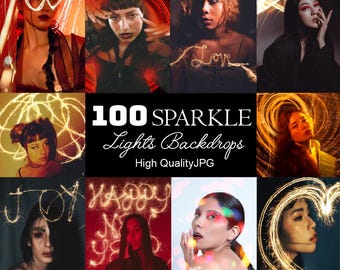 100 JPG Sparkle light Backdrops, Heart Shaped Glowing Lights Digital PNG Overlays, Glowing backdrop, glowing background, sparkle letters,