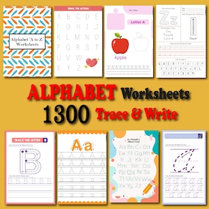Alphabet Tracing Worksheets for Kids, Printable Letter Tracing Workbook, Handwriting Practice Kindergarten Preschool Homeschool Montessori