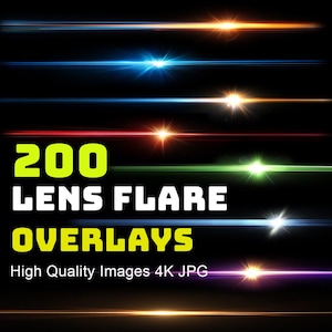 200 gloeiend licht flare-overlay digitale afbeeldingen, lichtoverlay, lichtoverlay effect Photoshop-overlay, kleurrijke lichtlekken, fotoontwerp