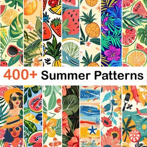 Summer Floral Watercolor Digital Paper: 400+ Bright Patterns (Commercial Use)