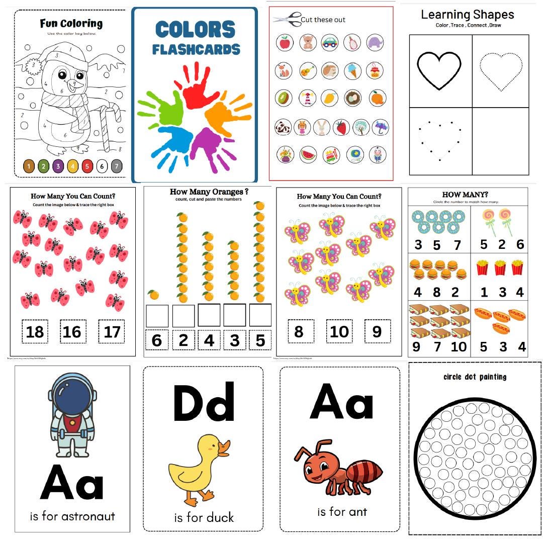 4000 Preschool Learning Worksheets Bundle: Toddler Activities Pdf ...