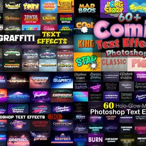 700+ Photoshop Text effects Bundle, Photoshop text effect, neon effect, vintage effects, 3 effects, Text Effects, comic effects, holo effect