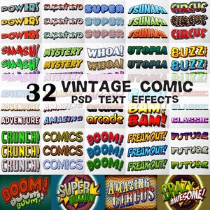 32 Vintage Comic Photoshop Text Effects , text effects ,Comic Text effects , text effects , Comic Effects, photoshop effect ,text bundle