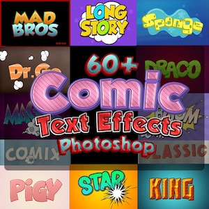 60+ Comic Photoshop Text Effects , text effects ,Comic Text effects , text effects , Comic Effects, photoshop effect ,text bundle, cartoon