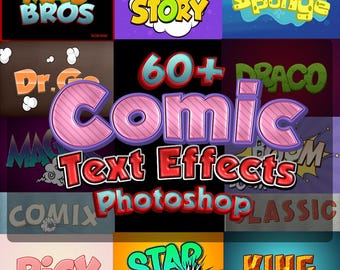 60+ komische Photoshop-teksteffecten, teksteffecten, komische teksteffecten, teksteffecten, komische effecten, photoshop-effect, tekstbundel, cartoon