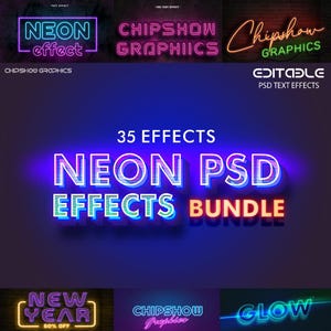 Neon Photoshop Text Effects, text effects bundle, Neon effects, Glow text effects, Bright text effects, photoshop effect ,text bundle, neon