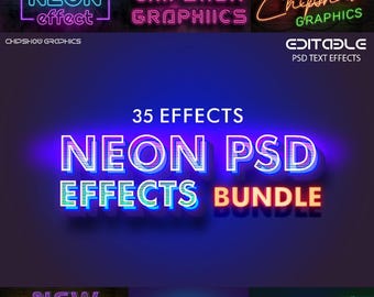 Neon Photoshop Text Effects, text effects bundle, Neon effects, Glow text effects, Bright text effects, photoshop effect ,text bundle, neon