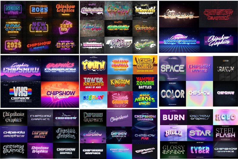 700+ Photoshop Text effects Bundle, Photoshop text effect, neon effect, vintage effects, 3 effects, Text Effects, comic effects, holo effect