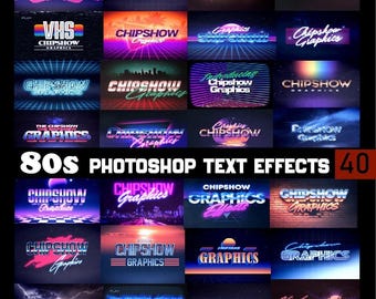 Jaren 80 Photoshop-teksteffecten, bundel teksteffecten, retro-effecten, smeltende teksteffecten, teksteffecten illusie, Photoshop-effect, tekstbundel