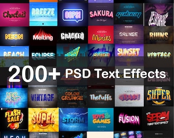 Photoshop Text Effects , Text Effects Bundle , 3D Text Effects , Melting Text Effects , Illusion Text Effects, Photoshop Effect ,text Bundle