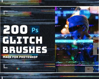 200 Glitch Photoshop Brushes, Glitch brush, Twitch brush, Photoshop brushes, Glitch Effect Stream brush,  Glitch Effect , Glitch Brushes
