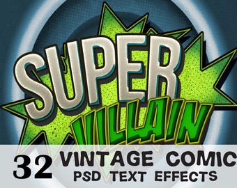 32 Vintage Comic Photoshop Text Effects , text effects ,Comic Text effects , text effects , Comic Effects, photoshop effect ,text bundle