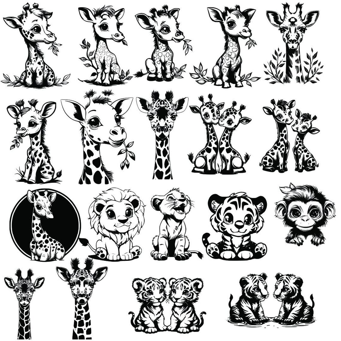 100+ Cute Safari Animals SVG Bundle Cut File Wild Animal Cute Animal ...
