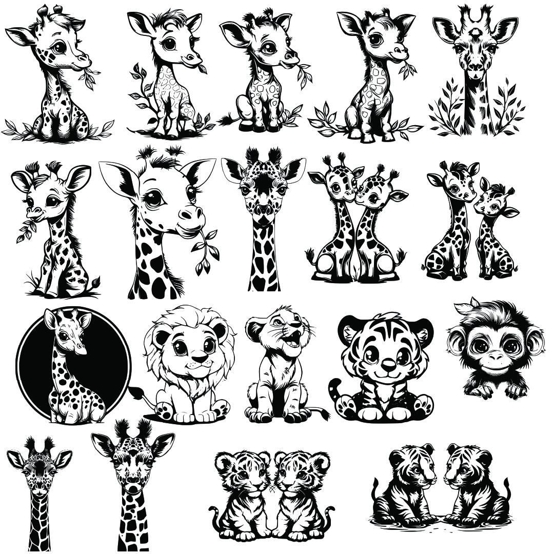100+ Cute Safari Animals SVG Bundle Cut File Wild Animal Cute Animal ...