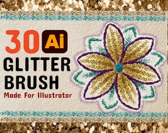 30 Glitter Brushes, Vector Glitter Styles for Illustrator: Confetti, Texture, Sparkle Brushes, glitter Shimmer Textures, Glitter Brushes