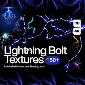150+ Lightning Bolt Textures PNG, Electric Flash PNG, Thunder Png, Lightning Strikes for Stunning Effects • PNG Clip Art • Digital Overlays